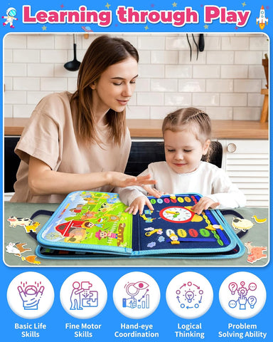 Gojmzo Busy Board Montessori Toys for Toddler Boy Girl Gifts Busy Book