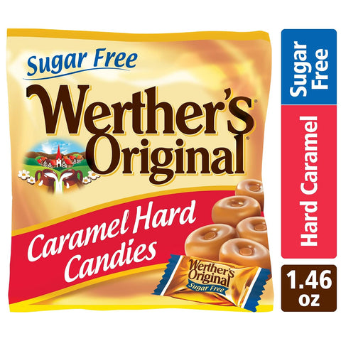 Werther's Original Hard Sugar Free Caramel Candy, 1.46 Oz Bags (Pack of 12)