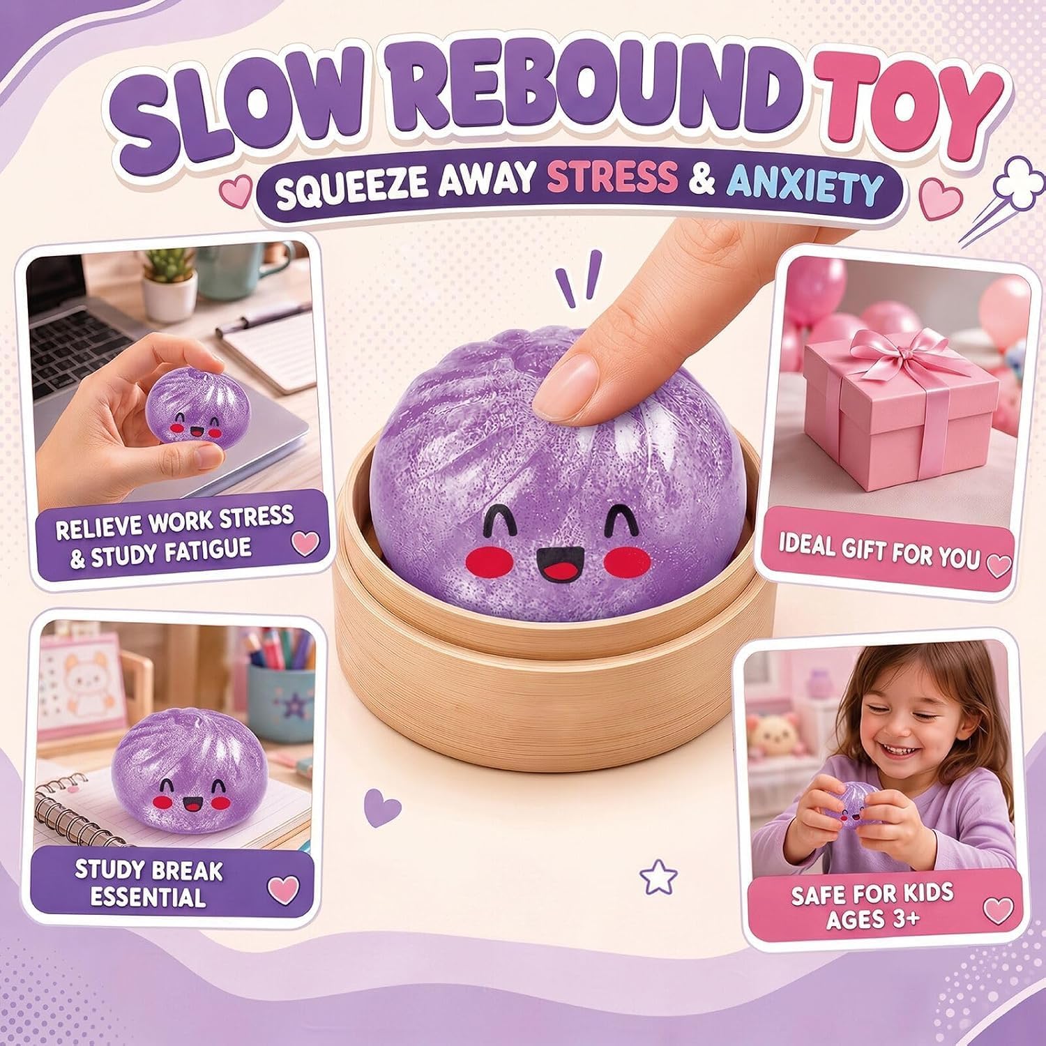 Squishy Mystery Box,Glitter Squeeze Ball with Slow-Rising Bounce, Solid TPR Fidget Pal for Daily Calm, Quiet Travel Buddy for Work Study Home, Sweet Treat Gift(1PCS)