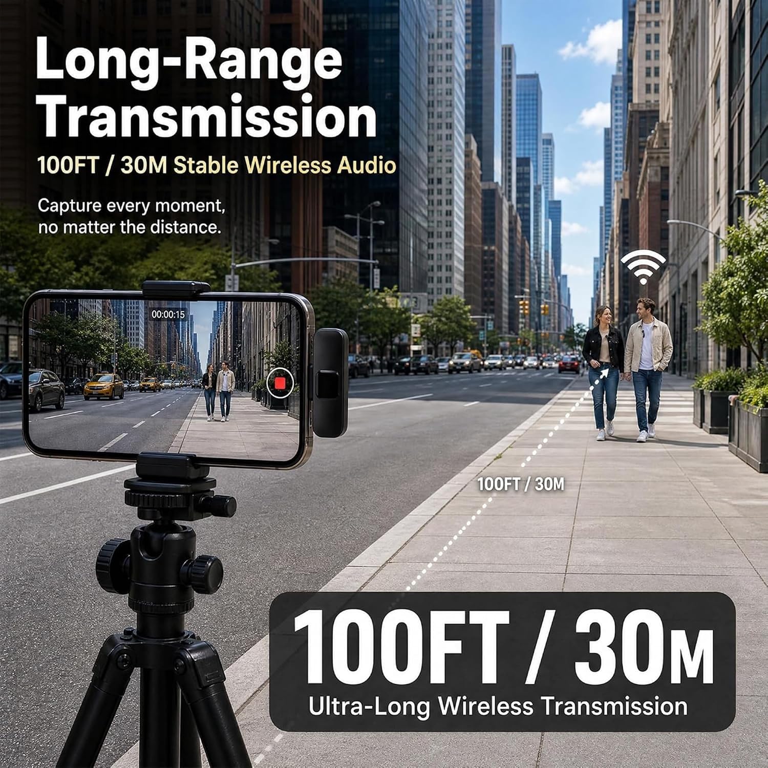 Wireless Lavalier Microphone for iPhone Android, 2Pcs Mini Mic, Plug & Play