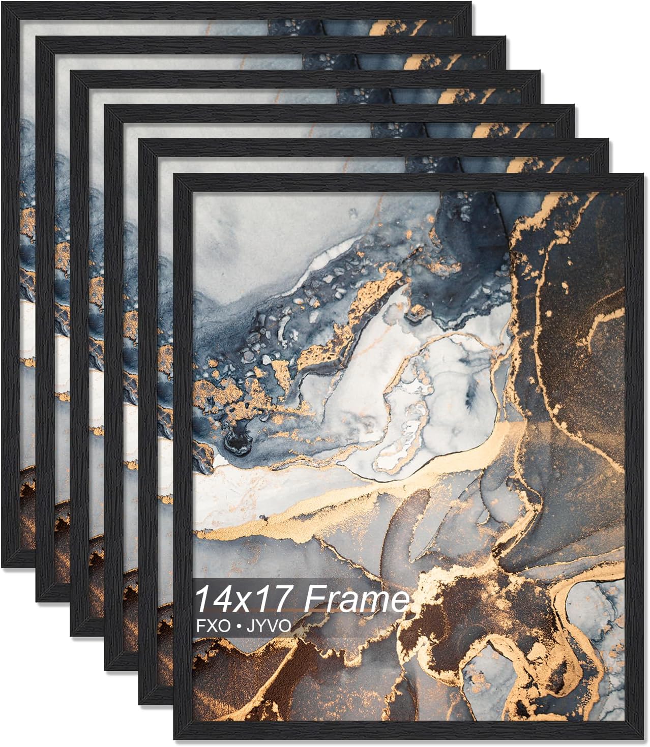 Fxojyvo 14x17 Picture Frame Set of 6 Black Engineered Wood Wall Hanging