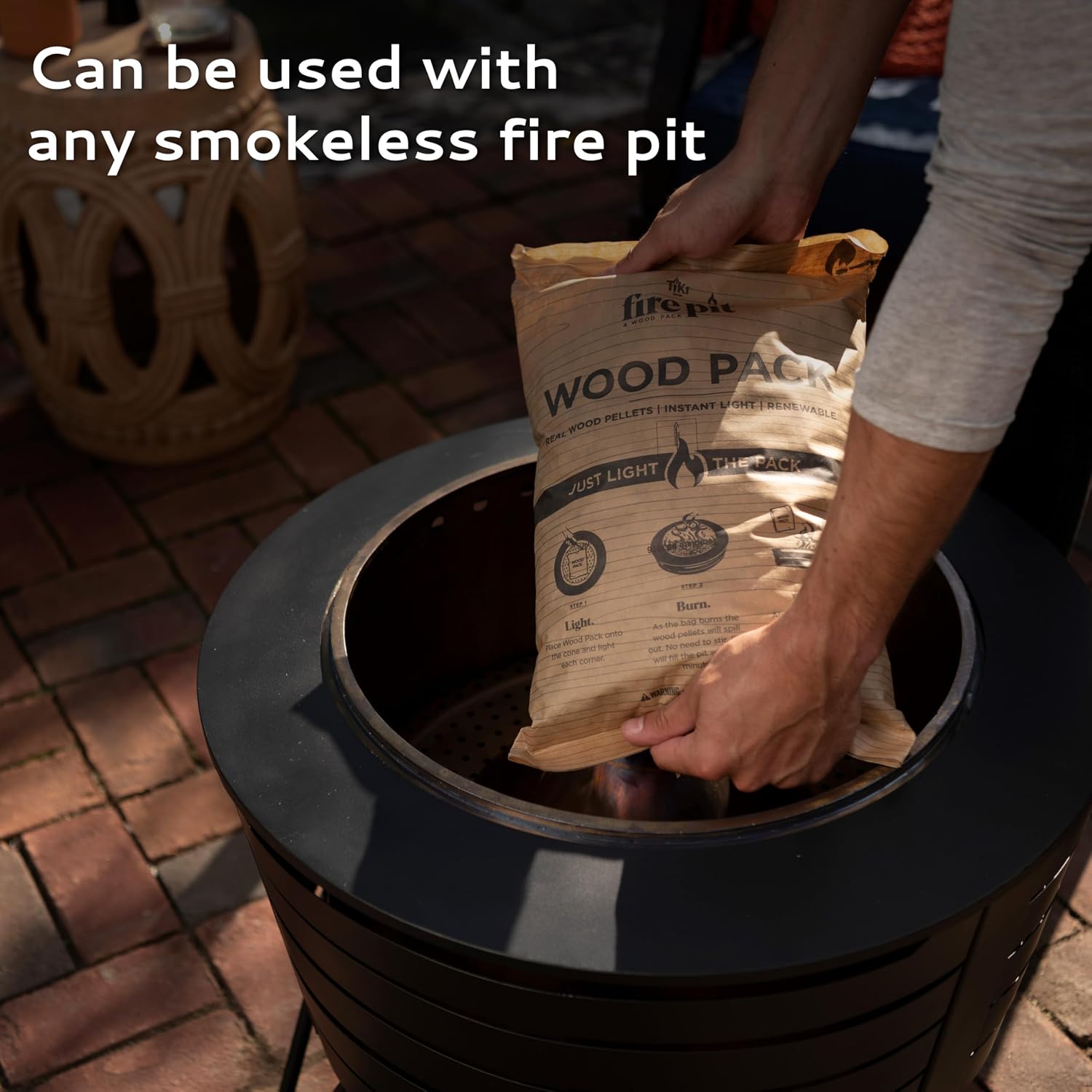 TIKI Wood Pellet Pack – 4-Pack Wood Pellets for Smokeless Fire Pits, Easy-to-Use Fire Pit Fuel for Outdoor Heating & Camping, 30+ Minute Full Flame Fire, Made in The USA