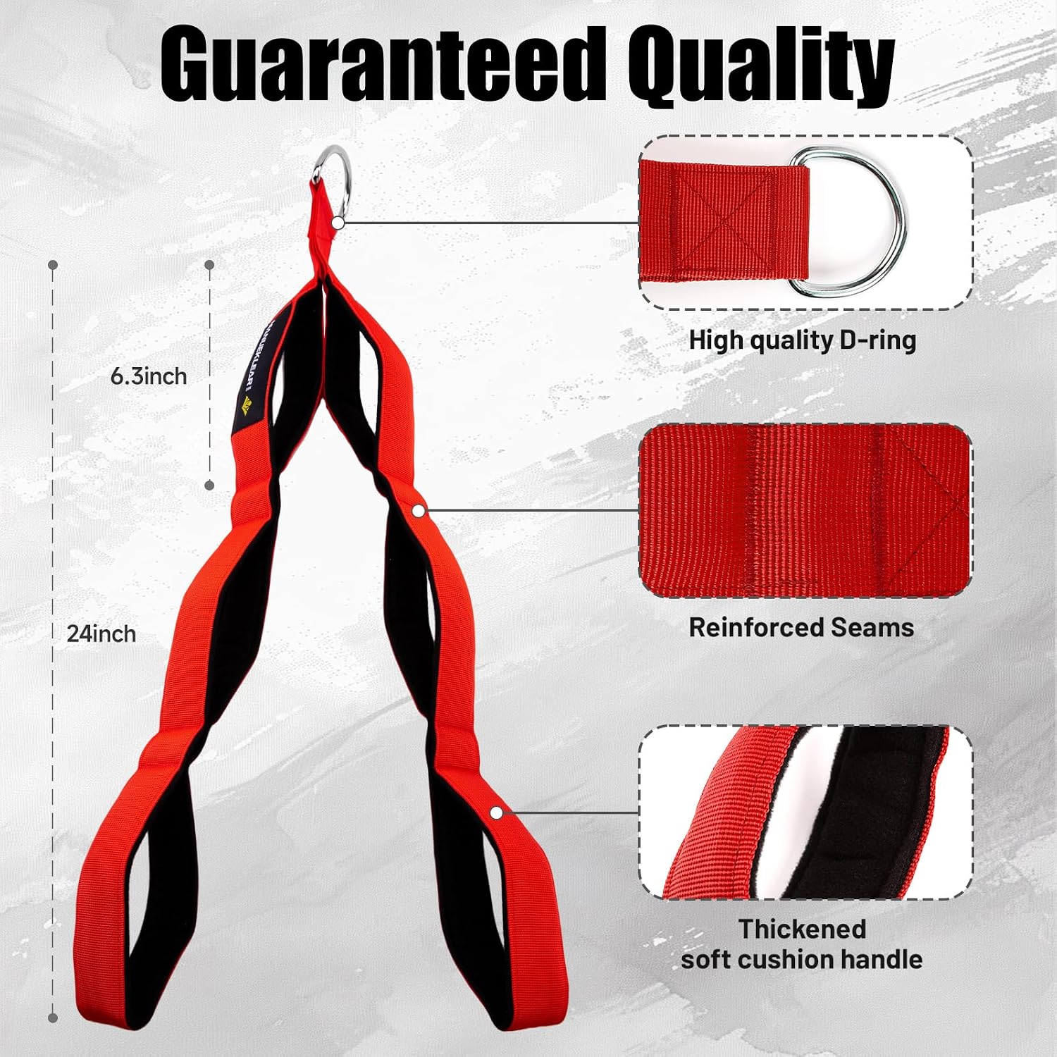 MANUEKLEAR 24-Inch 3-Grip Tricep Rope Cable Attachment for Gym Greater ROM