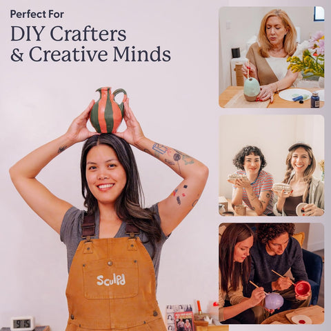 Sculpd Pottery Kit for Adults, Air Dry Clay with Tools, Earth Tones