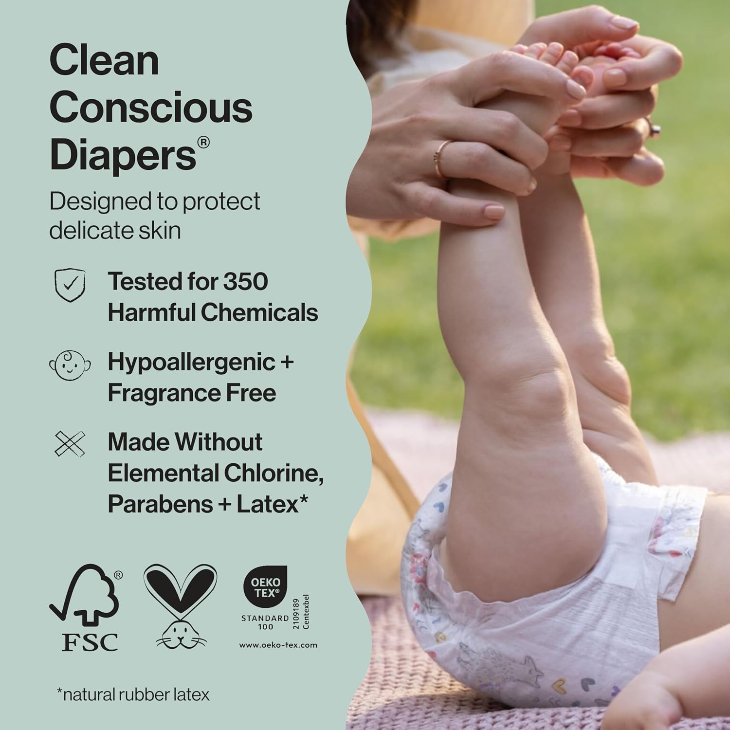 The Honest Company Clean Conscious Diapers for Delicate Skin | Up to 100% Leakproof | Hypoallergenic, Fragrance Free | Winter '25 Limited Edition Prints | Club Box, Size 3 (16-28 lbs), 62 Count