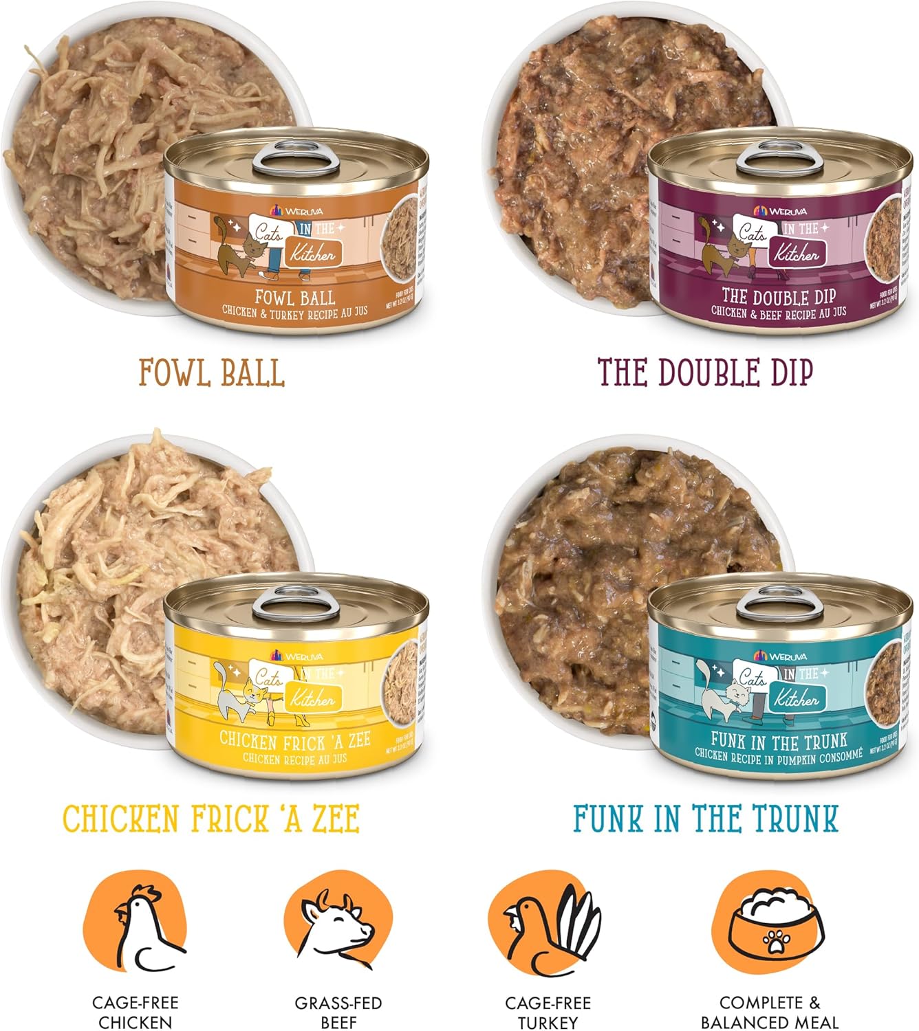 Weruva Cats in The Kitchen, Word from The Bird! Variety Pack, 3.2oz Can (Pack of 12)