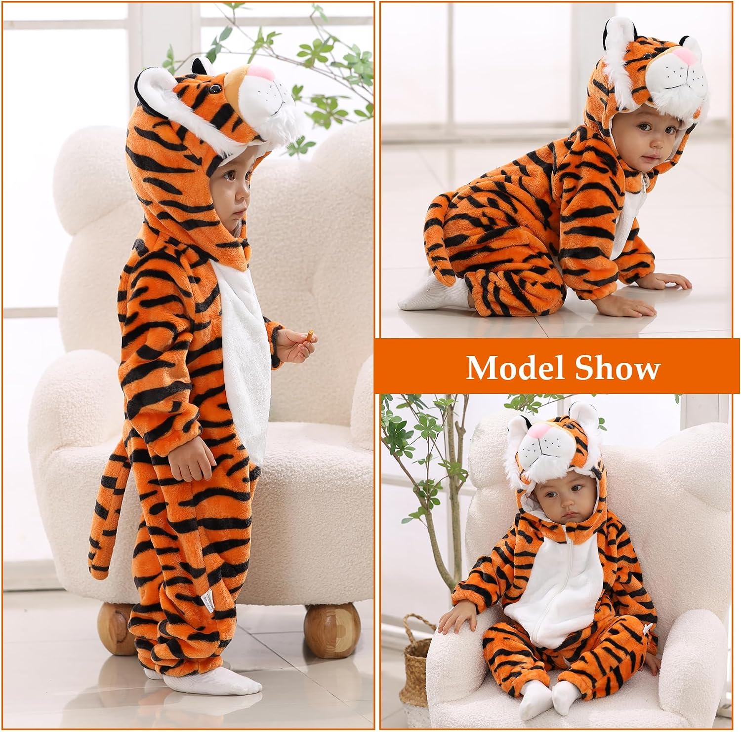 TONWHAR Infants Toddlers Halloween Cosplay Clothes Kids' Tiger Costume Outfit