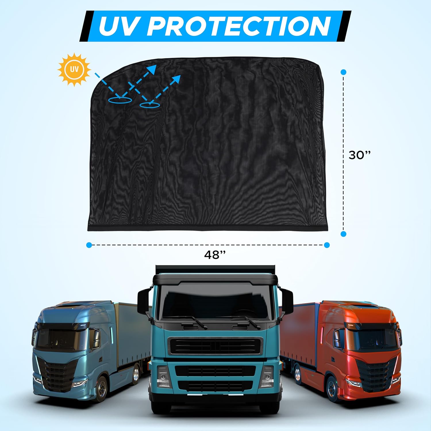 EcoNour Truck Side Window Shade (2 Pack) Mesh Sunshade for Semi Truck