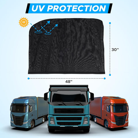 EcoNour Truck Side Window Shade (2 Pack) Mesh Sunshade for Semi Truck