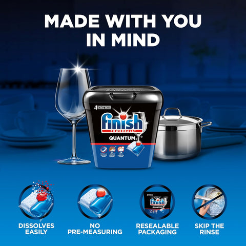 Finish Quantum Dishwasher Pods, No Pre-Rinse Dishwasher Detergent Soap Removes 24HR Dried-On Stain and Grease, Leaving a Virtually Spotless Shine, 84 Count