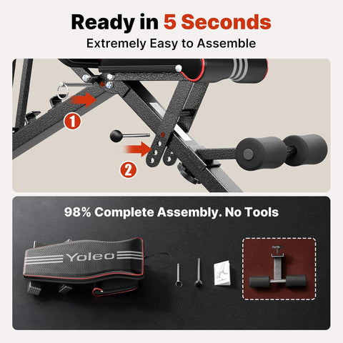 YOLEO Adjustable Weight Bench, ASTM-Certified 827LBS