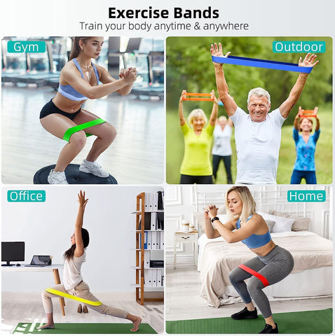 Resistance Bands for Working Out, 5-Pack Elastic Exercise Bands for Strength Training, Stretching, Workout; Home Gym Equipment for Women Men, Pilates Yoga Physical Therapy, Leg Glute Arm Exercise Kit