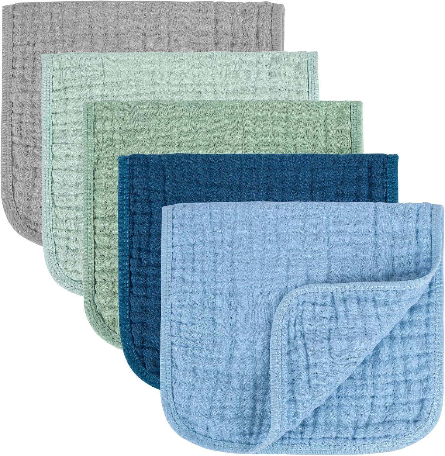 MIGIOL Baby Burp Cloths 100% Cotton Newborn Muslin Burp Cloths 10x20 inches Baby Essentials Coffee & White 5-Pack