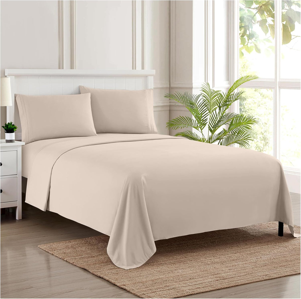 1800 Thread Count Sheet Set – Soft Egyptian Quality Brushed Microfiber Sheets – Luxury Bedding Set with Flat Sheet, Fitted Sheet, 2 Pillow Cases, Queen