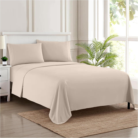 1800 Thread Count Sheet Set – Soft Egyptian Quality Brushed Microfiber Sheets – Luxury Bedding Set with Flat Sheet, Fitted Sheet, 2 Pillow Cases, Queen
