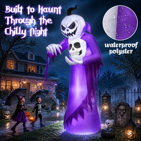 12FT Giant Halloween Inflatables Decorations Outdoor Pumpkin Ghost Wizard
