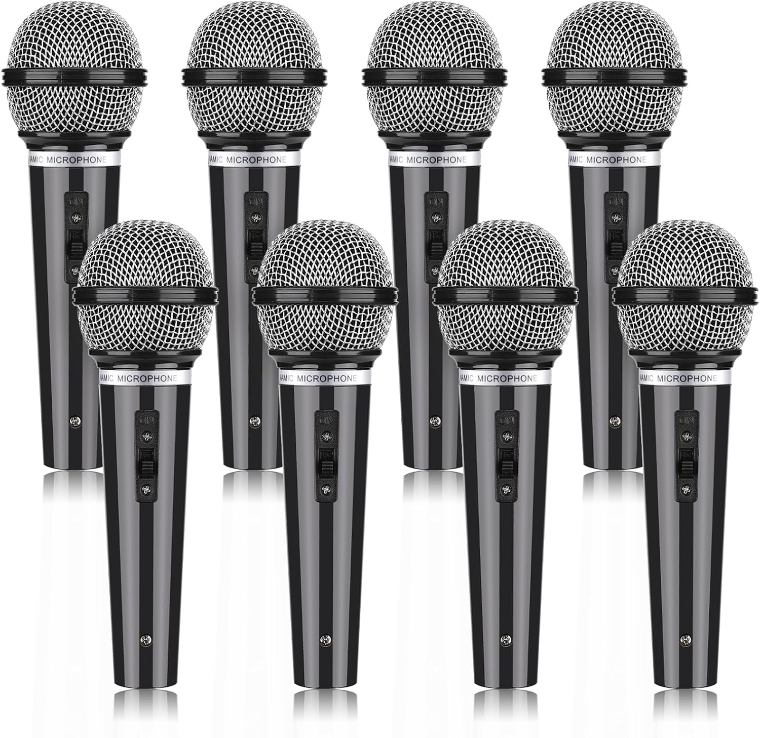 Facmogu 8PCS Fake Microphone Prop - Realistic Plastic Mic Set, Black