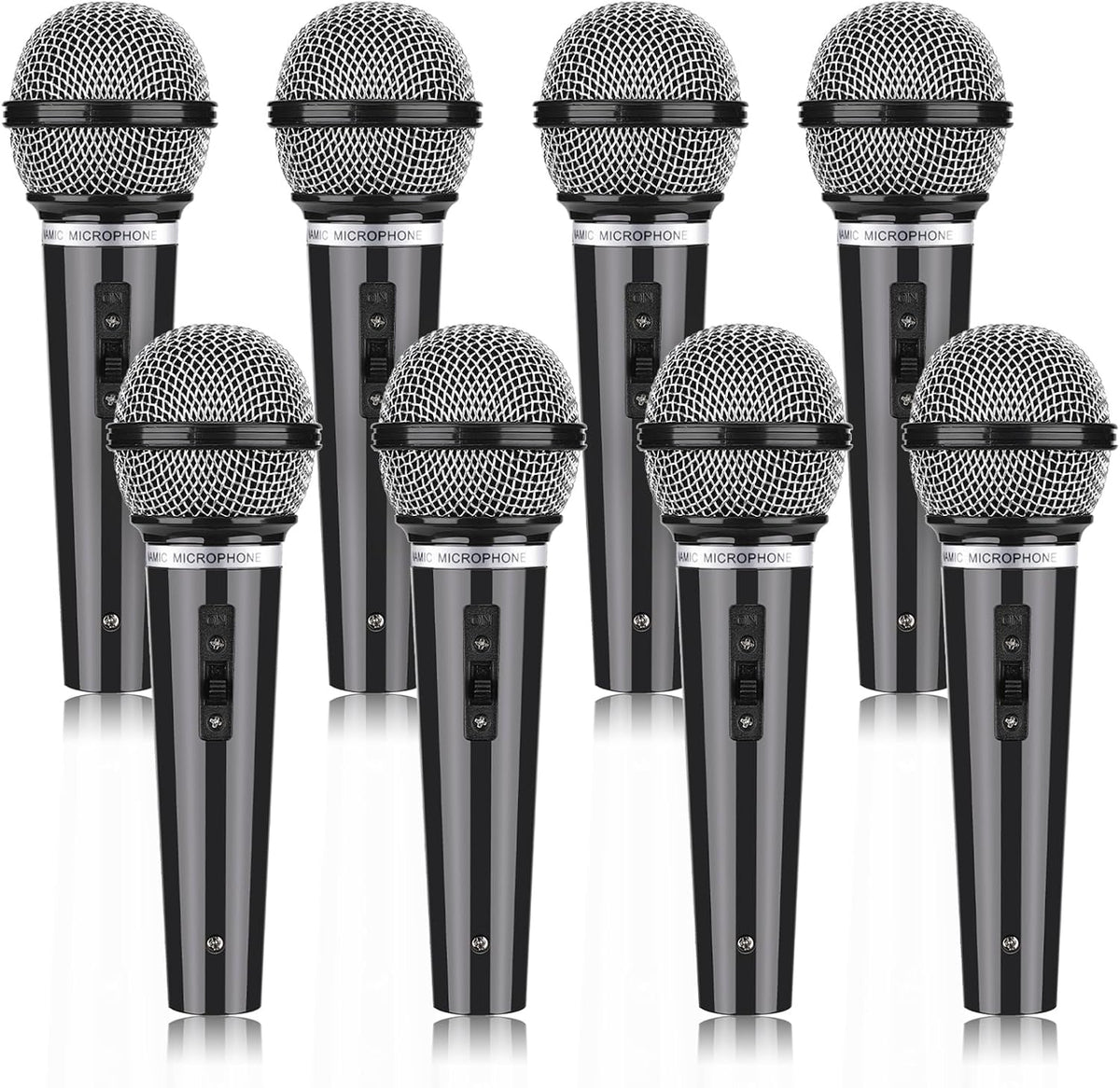 Facmogu 8PCS Fake Microphone Prop - Realistic Plastic Mic Set, Black