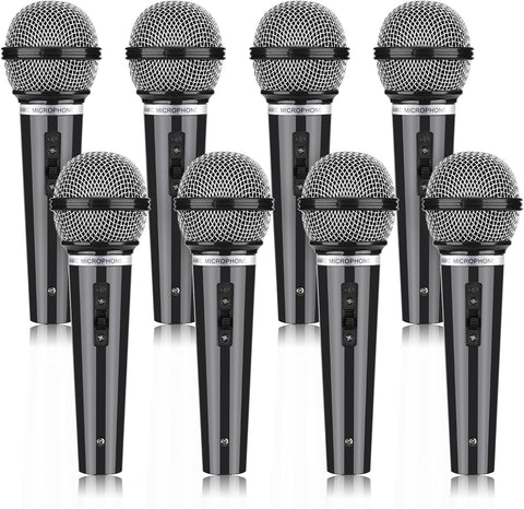 Facmogu 8PCS Fake Microphone Prop - Realistic Plastic Mic Set, Black