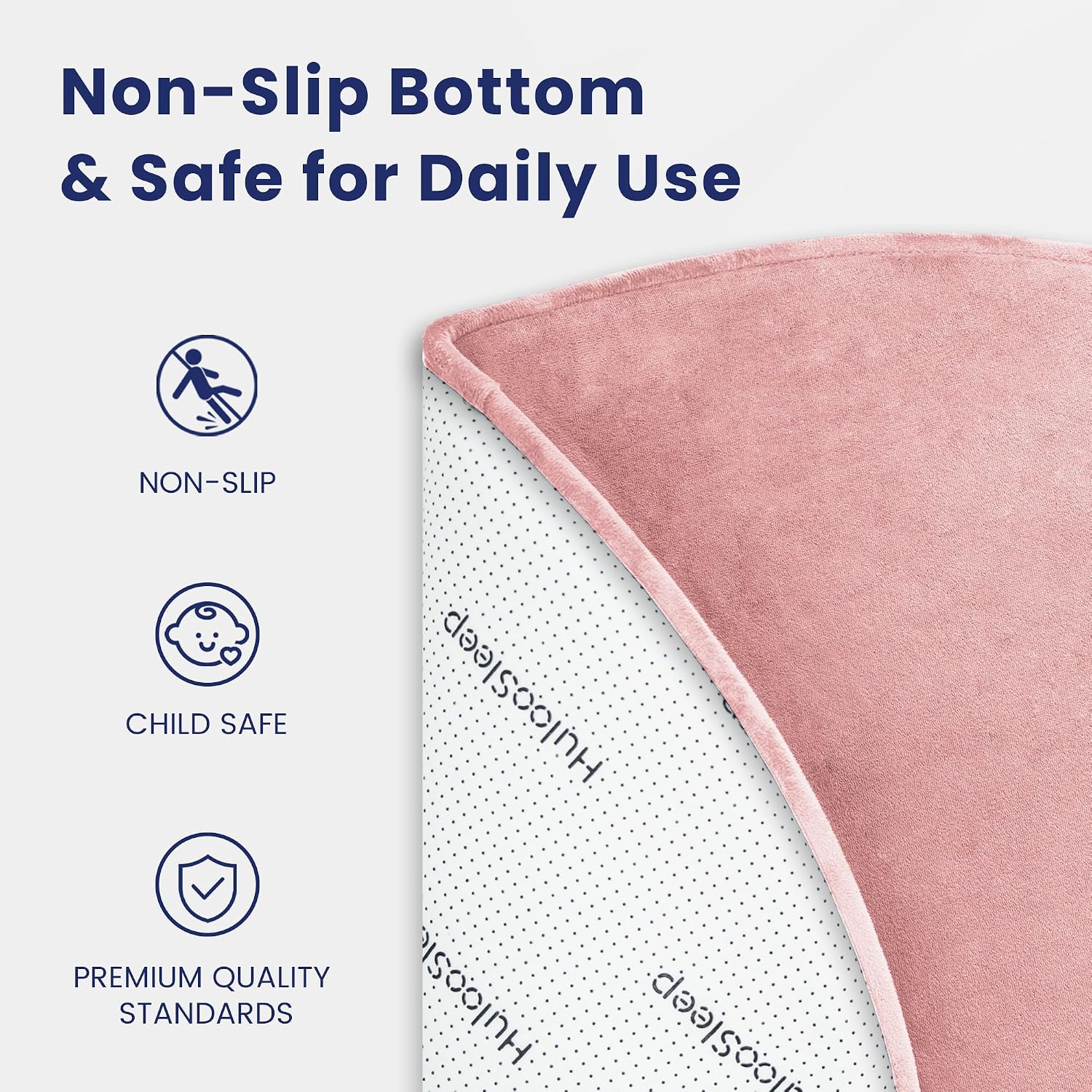 Baby Play Mat for Floor,1.3" Thick Elasti-Foam 47in Round Mat for Tummy Time,Non-Toxic Certified Water Repellent Soft Coral Velvet for Toddler,Infant,Kids,Non-Slip Backing Safe for Crawling(Pink)