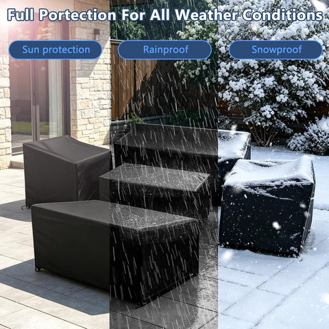 STARTWO Outdoor Furniture Cover Waterproof 5 Piece Set, Large 600D, Black