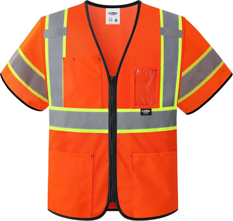 JKSafety Safety Vest for men women Hi Vis Vest with Pockets and Zipper High Visibility Construction Vests BX310