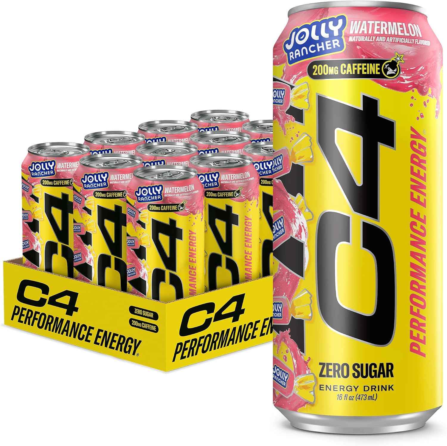 C4 Performance Energy Drink with Zero Sugar, 200mg Caffeine, 16 Fl Oz 12pk
