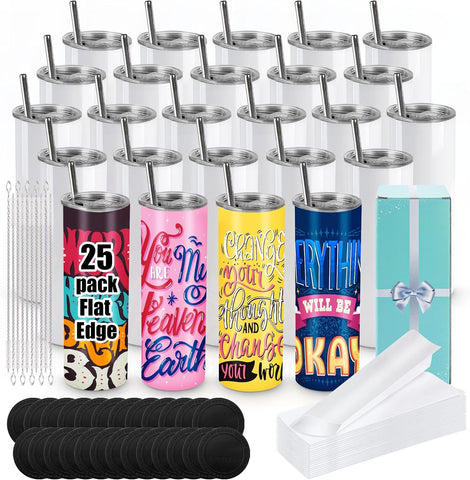 Joyclub 25 Pack Sublimation Tumblers 20 oz Bulk Sublimation Cups