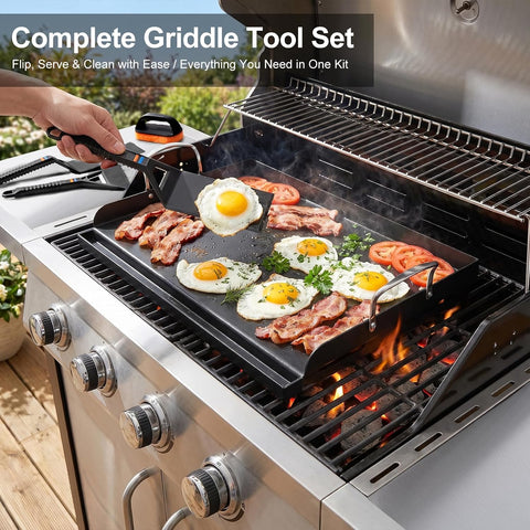 25 x 16 Inch Cast Iron Griddle for Gas Grill with Tool Kit
