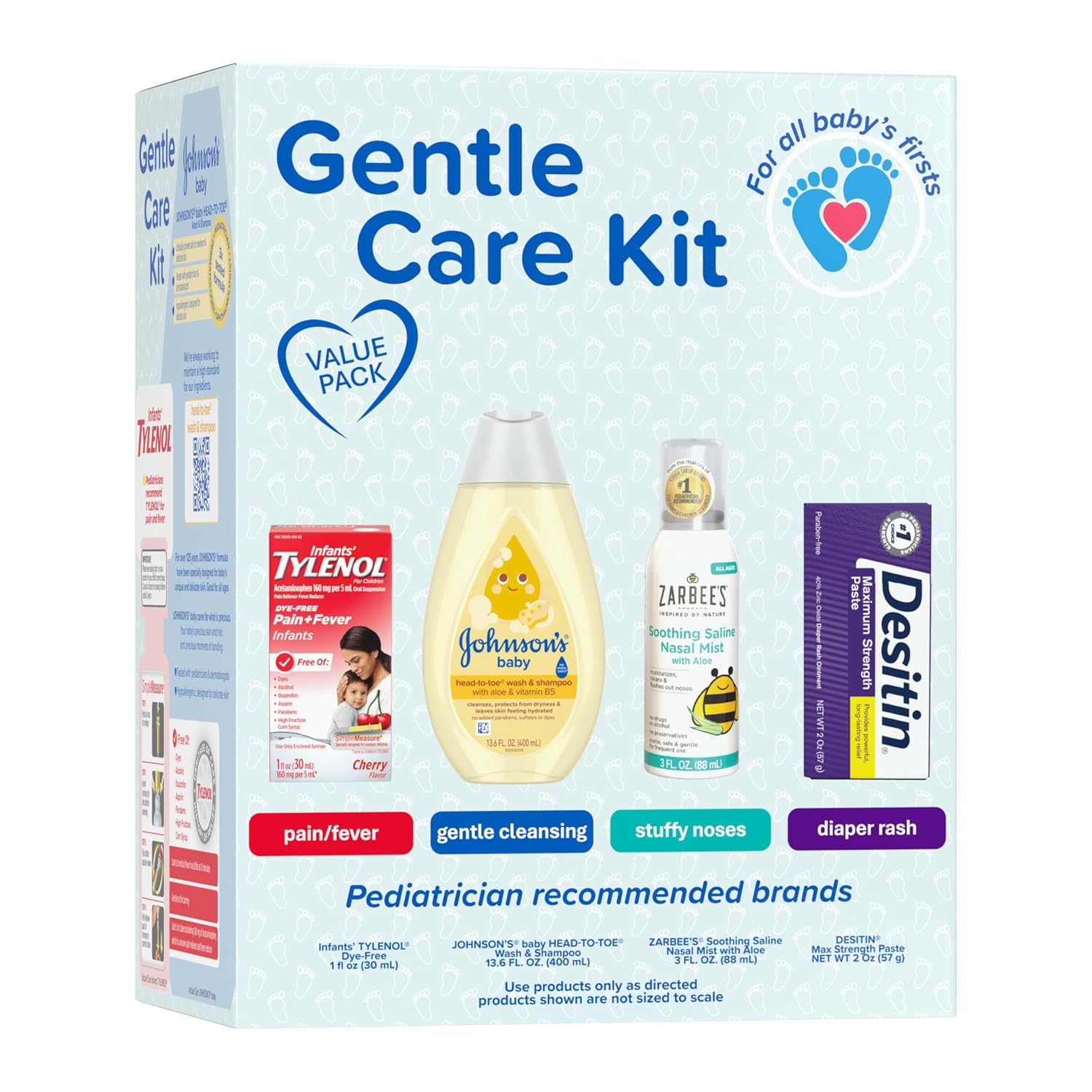 Johnson's Baby Gentle Care Kit with Desitin Maximum Strength, 4 Items