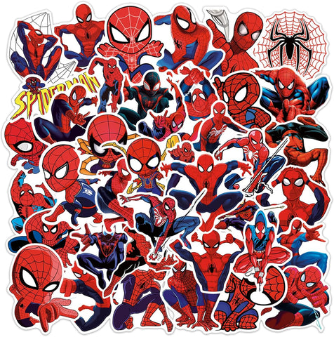 50pcs Spiderman Stickers for Kids, Cool Waterproof Vinyl Decal for Teen Adult Boy Laptop, Travel Case, Phone, Bike, Water Bottle, Guitar, Computer, Skateboard