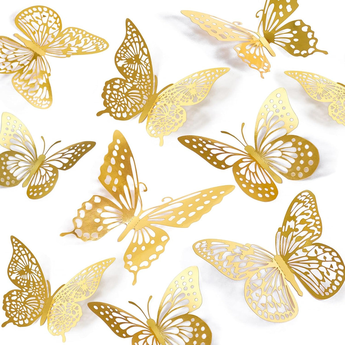 SAOROPEB 3D Butterfly Wall Decor 48 Pcs Gold Butterfly Birthday Decorations