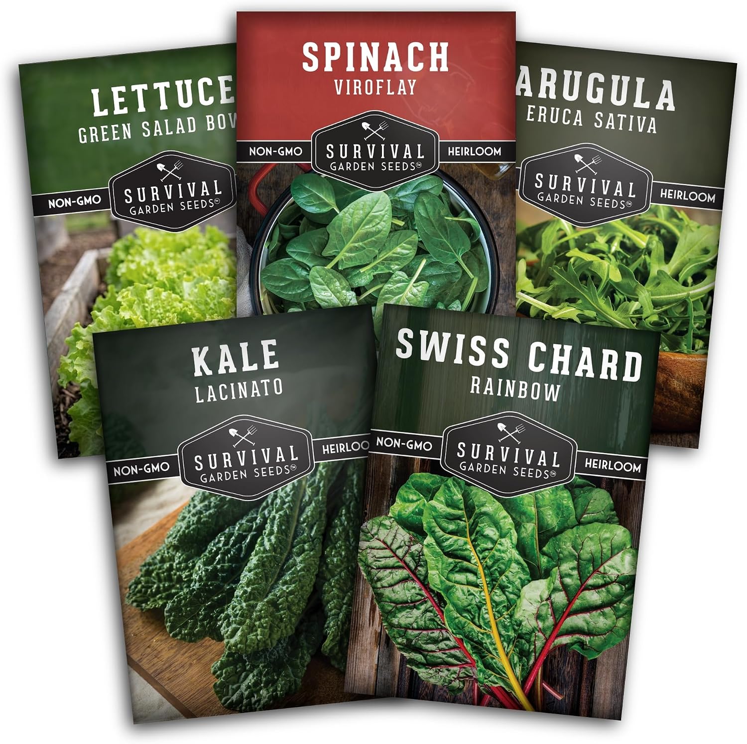 Leafy Greens Seeds Variety Pack – 5 Heirloom Collection