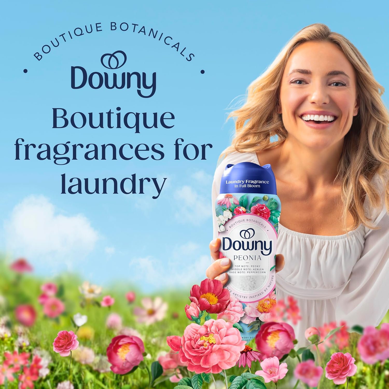 Downy Boutique Botanicals In Wash Laundry Scent Booster Beads, Boutique Fragrances inspired by the Artistry of Nature, PEONIA Scent, 21.1 oz