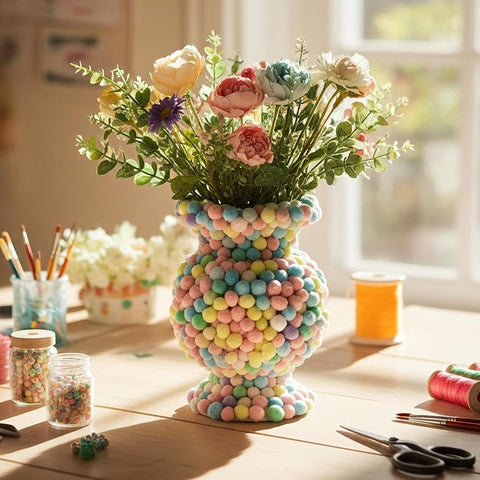 Caydo [400 pcs] - 300PCS 1 Inch Macaroon Pom Poms with 100PCS Wiggle Eyes