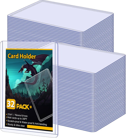 Sooez 32 Card Sleeves Hard Plastic Card Holder for Trading Card 3"x4", 35PT