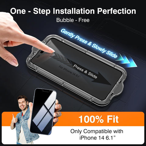 EZ-GLAZ-4+2 Pack for iPhone 14 Privacy Screen Protector (6.1")