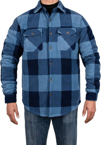 ZENTHACE Men's Warm Sherpa Lined Plaid Shirt Jacket
