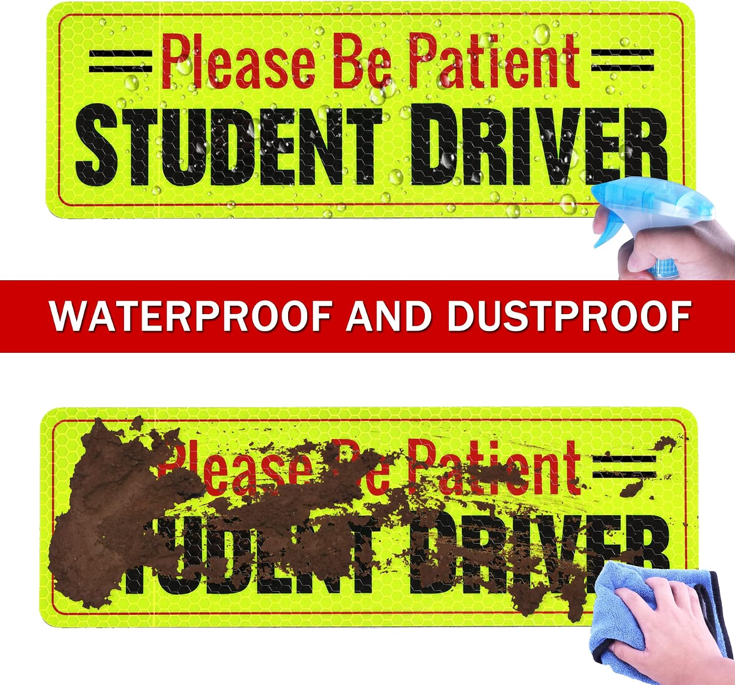 SINGARO Student Driver Magnet - Please Be Patient, Magnetic Sign, 3Pcs Reflective Novice Sticker, New Driver Decal, Removable Exterior Car Accessories