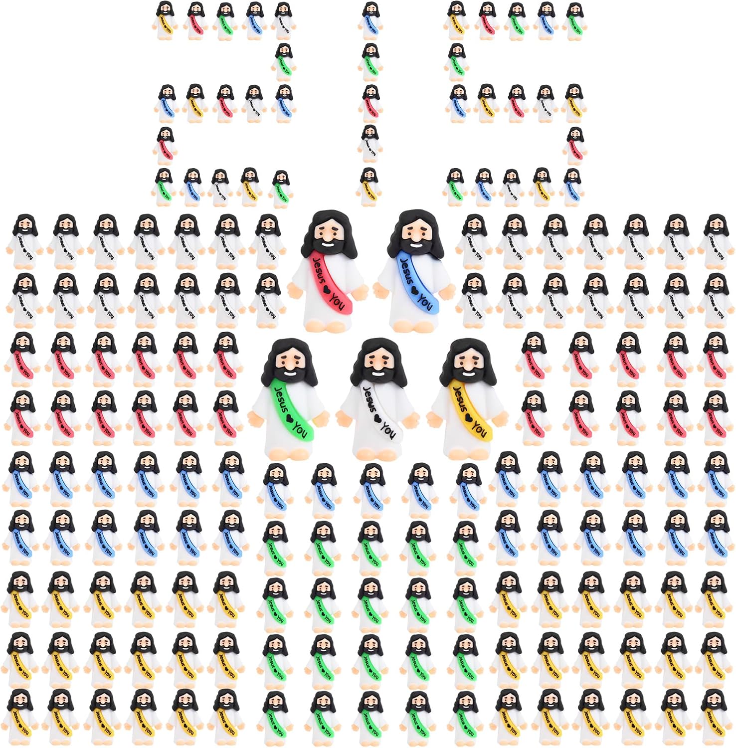 215 PCS Little Jesus Figures Small Jesus Figurines, Tiny Rubber Jesus Loves You for Figure for Easter Eggs, Baptism Gifts, Religious Party Favors (215)