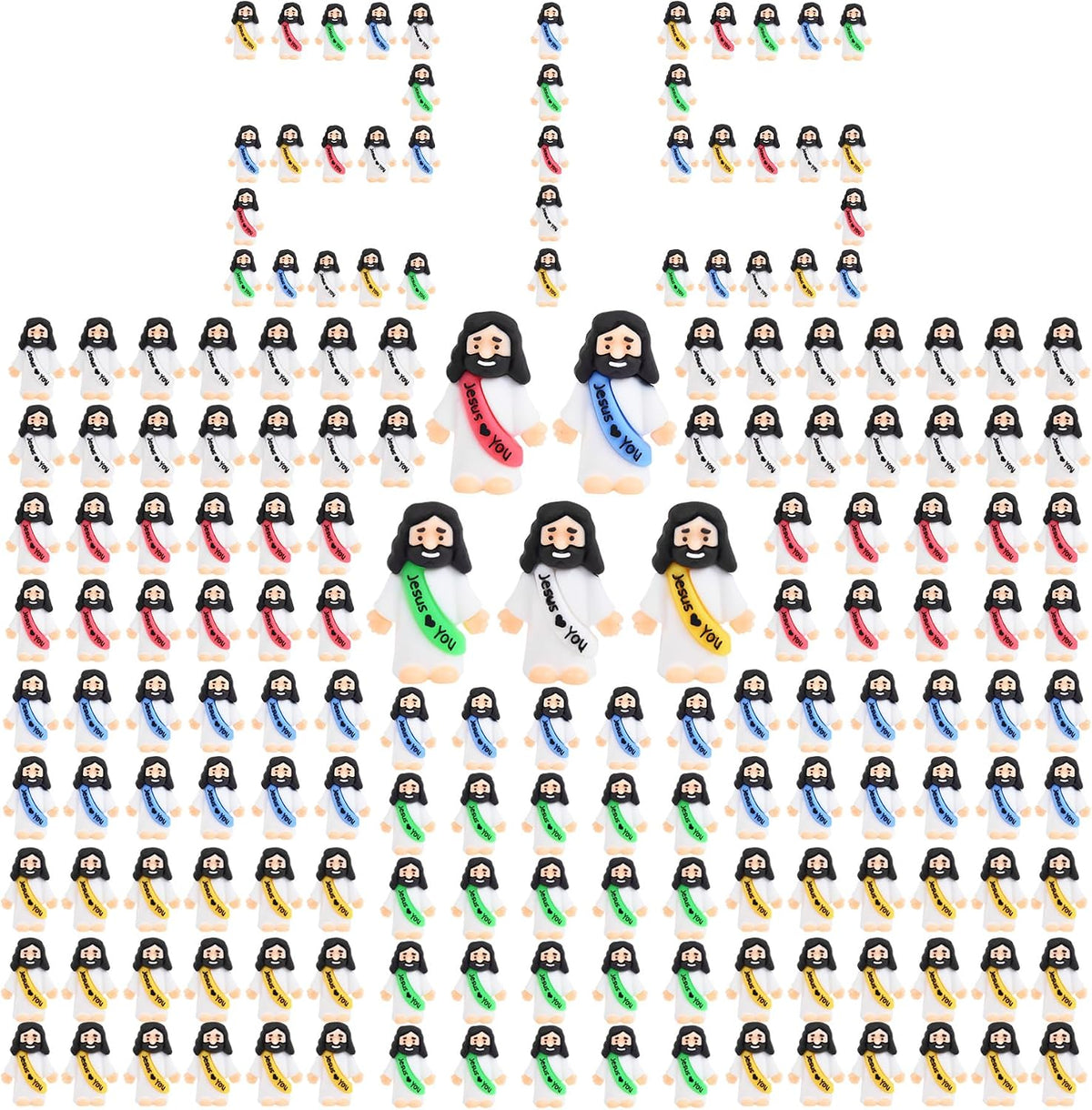 215 PCS Little Jesus Figures Small Jesus Figurines, Tiny Rubber Jesus Loves You for Figure for Easter Eggs, Baptism Gifts, Religious Party Favors (215)