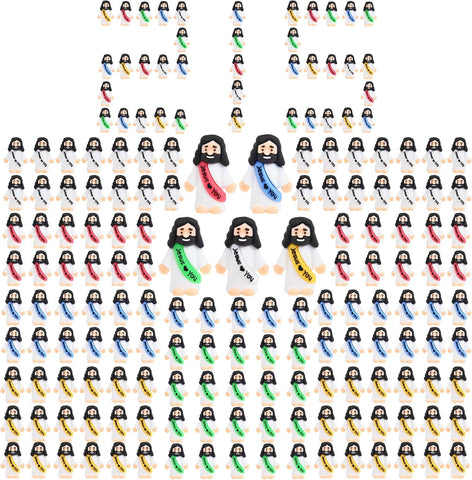 215 PCS Little Jesus Figures Small Jesus Figurines, Tiny Rubber Jesus Loves You for Figure for Easter Eggs, Baptism Gifts, Religious Party Favors (215)