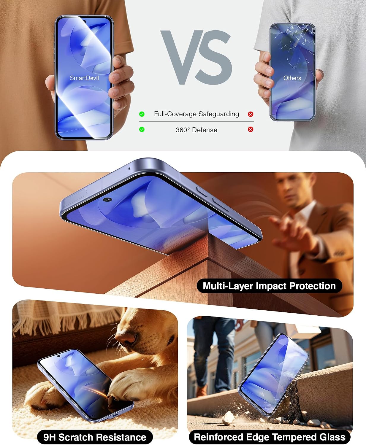 SMARTDEVIL 3 Pack Tempered Glass for Google Pixel 9a Screen Protector