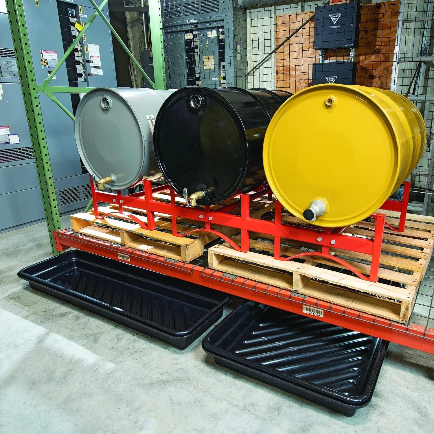 PIG Containment Tray - Rim to Rim Dimensions 52.25" L x 16.25" W x 5" H Utility Tray - Interior Bottom Dimensions 48" L x 12" W - 11.96 gal. Sump Capacity - PAK918