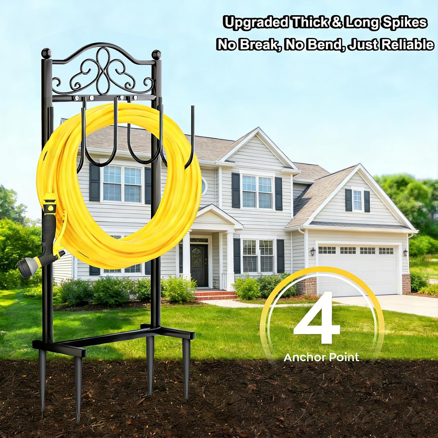 Garden Hose Holder -Upgraded Hose Holder Holds 100-feet Hose,Freestanding Heavy Duty Hose Hanger,Sturdy Hose Stand for Lawn & Yard (Cloud, 1)
