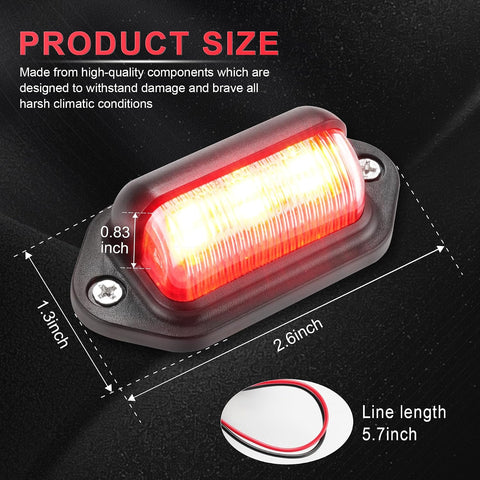 LivTee License Plate LED Light 2PCS, Universal 12V Waterproof Tag Lamp for Car Truck SUV RV Trailer Boat Van, Red