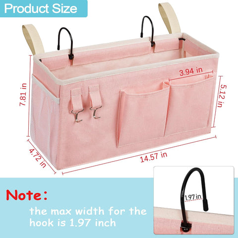 Bedside Caddy, Bedside Storage Bag Hanging Organizer for Bunk Dorm Bed Rail