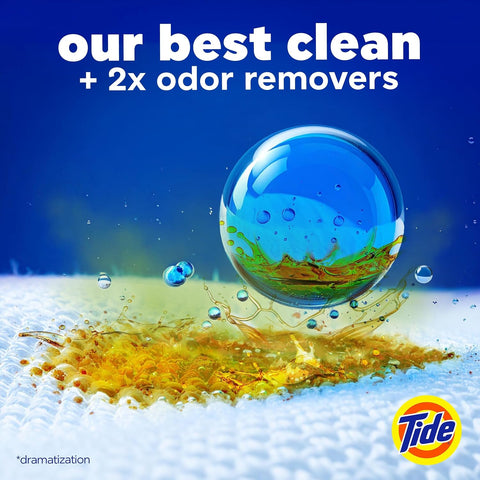 Tide Odor Defense + Oxi Laundry Detergent Pacs, Original Scent, 32 Count, Advanced Odor + Stain Fighter