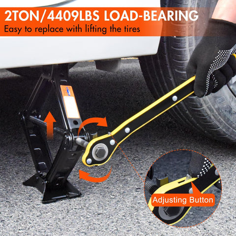 Scissor Car Jack 2 Ton (4409 lbs) Tire Changing Kit with Lug Wrench - Emergency Kit for Car, SUV, MPV
