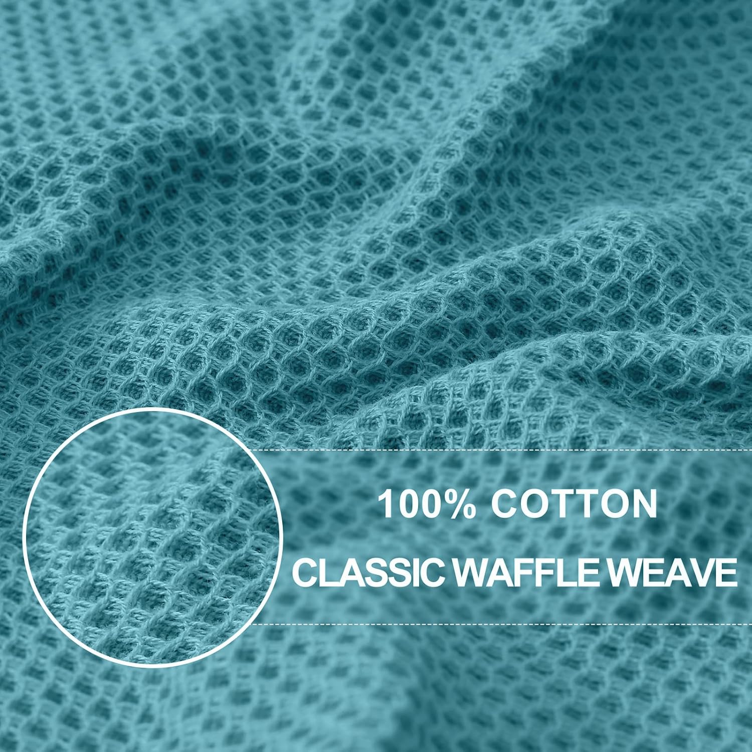 Homaxy 100% Cotton Waffle Weave Kitchen Dish Towels 6-Pack, Lake Blue